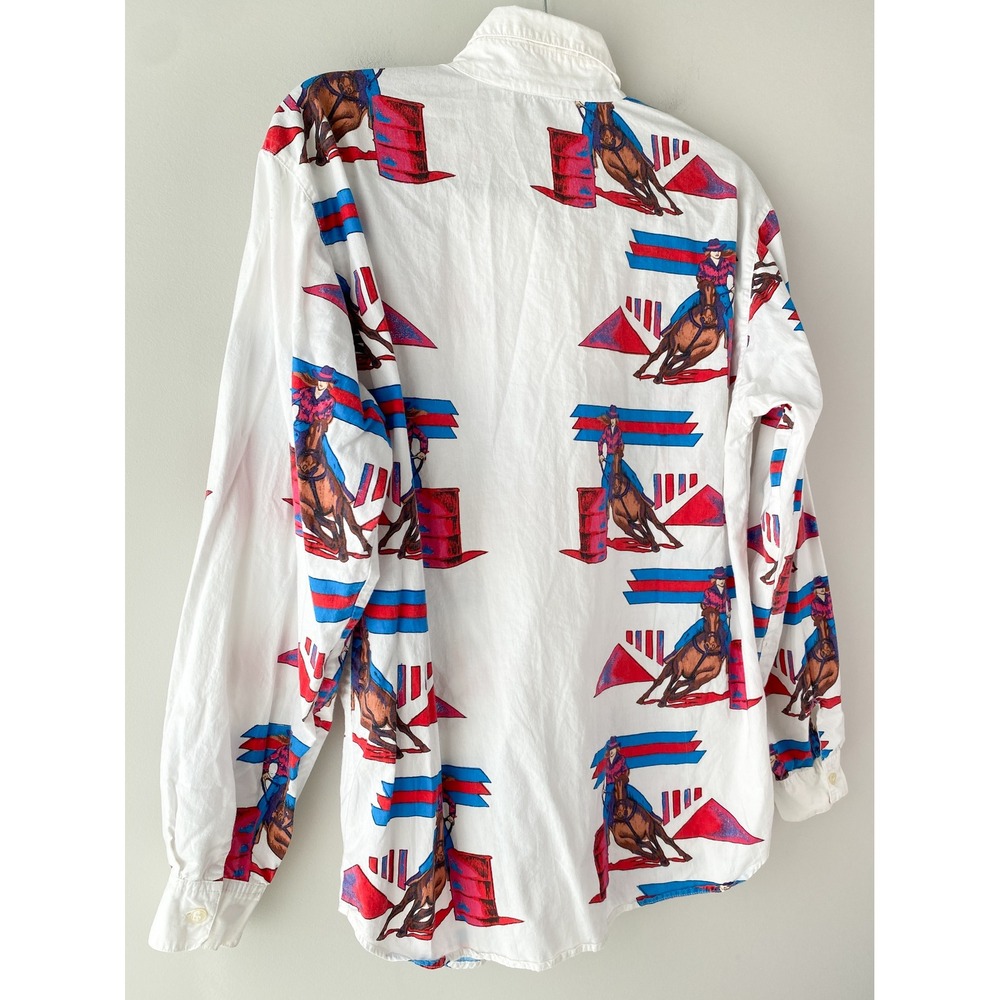 Vintage Adobe Rose Button Up Shirt M Barrel Racing Retro Cowgirl Rodeo Western - Picture 5 of 8